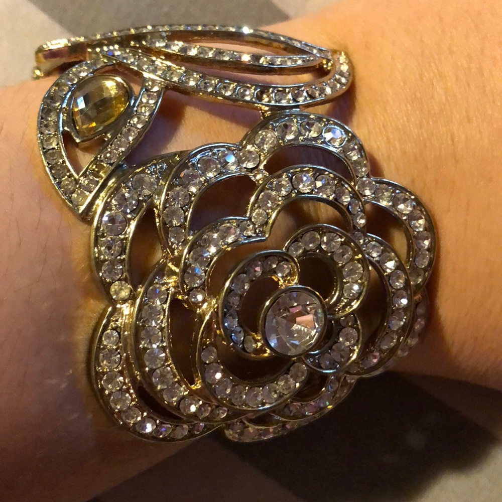 Flower gem encrusted bracelet